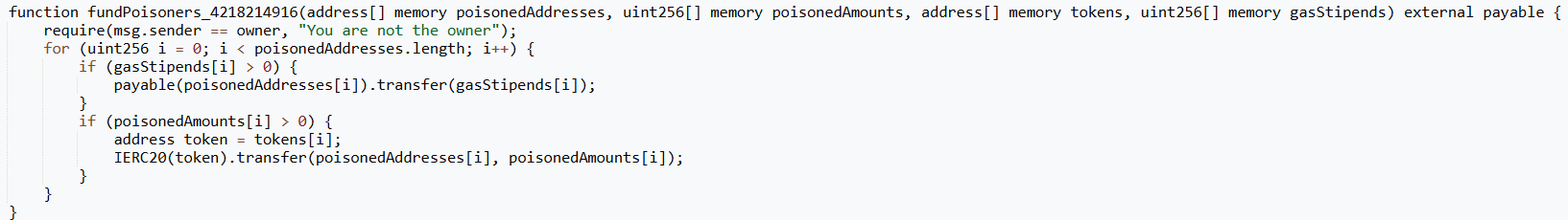 fundPoisoners function code