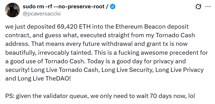 pcaversaccio tainted funds statement